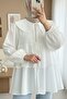 Baby Collar Lace-Up Front Layered Skirted Kimono -White