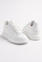 Thick Sole Lace-Up Stitched Casual Sneaker Women's Sports Shoes Lace-Up White - 7