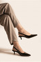 Phoebe Lia Women's Pointed Toe Open Back Thin Heeled Shoes 0012200 Black Patent Leather