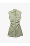 Cotton Drape Detail Pocket Sleeveless A-Line Mini Shirt Dress - 4