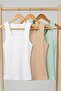 3 Pieces of Ribbed Fitted Viscose Blended Strappy T-Shirt