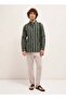 Men's Green With Grey Stripes Slim Fit Casual Shirt For Every Occasion - 4