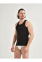 Men's Black Sports Tank Top 100% Cotton Asymmetrical Cut Crew Neck - 7