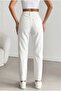 White Color Women's High Waist Mom Jean Denim Pants Flexible Comfortable Fit - 2