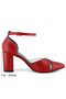 Aurora Red Vegan Transparent Design Pointed Toe Thick Heeled Classic Shoes - 5