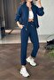 WOMEN'S ZIPPERED JACKET WAIST RUBBERED PANT SET - 2