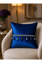 Woven Velvet Atlas Navy Blue Beaded Tassel 43X43 Square