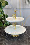 2-Tier Porcelain Cookie Holder with Stand & Gold Bronze Detail - 7