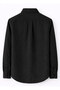 Black Color Long Sleeve Linen Shirt - 2