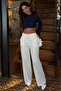 White Premium High Waist Pleated Trousers Mg2717 - 8