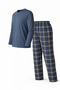 Men's Transitional Long Sleeve 3-Button Plaid Bottom Pajama Set 16649 - 2