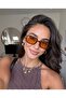 Lodin Leopard Frame Orange Glass Small Tinted Glass Sunglasses Unisex (for Small Medium Faces) - 4