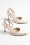 Women's Beige Patent Leather Strappy Ankle Strap Pointed Toe 7 cm Thin Heel Stiletto Evening Dress Heeled Shoes Wedding Engagement Shoes 2025 - 3