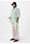 Oversize Striped Zippered Collar Knitwear T-Shirt - 4