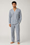 Hospital Plus Size Pajama Set for Men, 1 Piece, Light Blue, Patterned, Striped, High Quality, Durable - 3