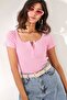 Women's Candy Pink Snap-On Camisole Blouse BLZ-19000171 - 3
