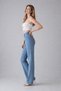 Women's Wide-Leg Blue Stretchy Palazzo Jeans - 5