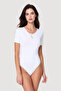 Women's Clothing Short Sleeve Lycra Combed Cotton 2-Piece Body with Hooks at the Bottom - 2