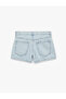 Regular Fit Mini Denim Shorts with Cotton Embroidery Detail - 6