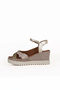 Khaki Multi Leather Women's Wedge Heeled Sandals 01Wu3802 - 3