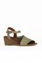 Khaki Leather Women's Wedge Heeled Sandals 01We4000 - 2