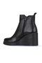 Black Leather Women's Wedge Heeled Boots 01Wz8301 - 4