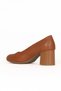 Tan Dark Leather Women's Heeled Shoes 01We5700 - 5