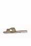Khaki Leather Women's Flat Slippers 01Wq2015 - 3