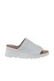 White Leather Women's Wedge Heeled Slippers 01Wy8605