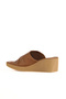 Brown Leather Women's Wedge Heeled Slippers 01Wy2404 - 5