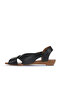 Black Leather Women's Flat Sandals 01Wa4405 - 3