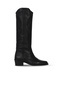 Black Leather Women's Heeled Boots 01Wf1004