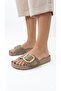 Women's Gold Single Buckle Anatomical Comfortable Stylish Soft Sole Slippers - 2