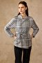 Plaid Patterned Unlined Short Trench Coat Pudra 6848 - 6
