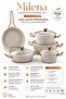 Milena 7-Piece Snow White Granite - Rose Gold Handle Detail Pot & Pan Set - 8