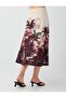 Stone Linen Blend Loose Cut Patterned Midi Skirt - 6
