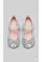 Silver Flotur Leather-Look Orthopedic Ballet Flats with Glitter Bows - 2