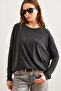 Women's Black Crew Neck Bat Wool Viscose Blouse Blz- 19002801 - 4
