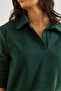 Women's Emerald Green Polo Neck Brioche Knit Blouse BLZ-19002810 - 5