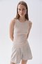 Women's Stone Color Fitted Crew Neck Sleeveless T-Shirt