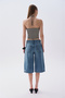 Women's Black Striped Fitted Halter Neck Sleeveless T-Shirt - 2