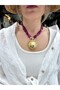 Women's Purple Color Imported Batik Beaded Bone Sun Necklace - 3