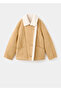 Suede Look Fur Collar Jacket - 3