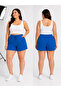 Women's Curve Blue Plus Size Pocketless Shorts Standard Size