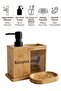 Kamptek Wooden Bamboo Bathroom Organizer Set - Solid + Liquid Soap Dispenser and Toothbrush Holder Organizer