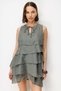4916 Women's Flounce Tie Detail Mini Dress Khaki - 5