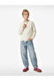 Long Sleeve Crew Neck Cotton Sweatshirt with Lace Detail