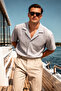 Men's Casual Oversized Gray Linen Stylish Shirt - 5