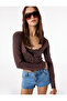 Modal Blend Lace Detailed Slim Fit Short Sleeve U-Neck Cardigan - 2