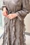 Self-Patterned Ruffled Evening Dress - 4